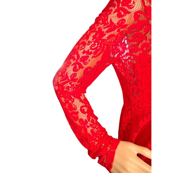 Free People Women Layered Lace Babydoll Dress Red Small Fairycore Romantic Boho - Picture 8 of 13